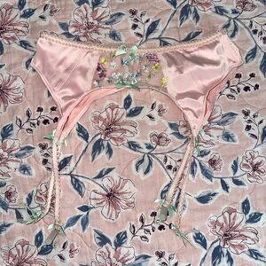 For Love And Lemons Pink Satin garter belt